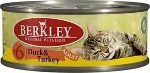 Консервы Berkley Adult Duck Turkey № 6 с уткой и индейкой для взрослых кошек 100г (75105)