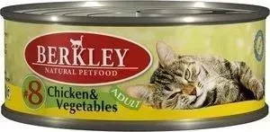 Консервы Berkley Adult Chicken Vegetables № 8 с цыпленком и овощами для взрослых кошек 100г (75107)