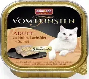 Консервы Animonda Vom Feinsten Adult меню для гурманов с курицей, филе лосося и шпинатом для привередливых кошек 100г (83261)