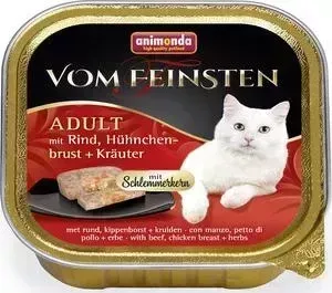 Консервы Animonda Vom Feinsten Adult меню для гурманов с говядиной, куриной грудкой и травами для привередливых кошек 100г (83264)
