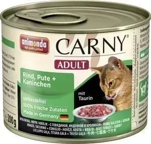 Консервы Animonda CARNY Adult с говядиной, индейкой и кроликом для кошек 200г (83709)