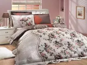Набор для спальни Hobby home collection Susana-Royal покрывало + КПБ 2-х сп. поплин коричневый/кремовый (1501000181)