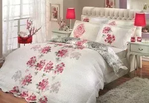 Набор для спальни Hobby home collection Viyella-Royal покрывало + КПБ 2-х сп. поплин красный/кремовый (1501000198)