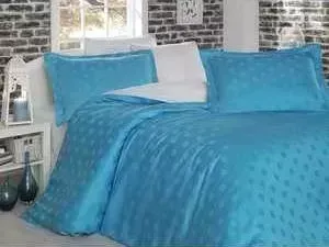 Комплект постельного белья Hobby home collection Семейный, бамбук, Diamond Spot, бело-голубой (1607000036)