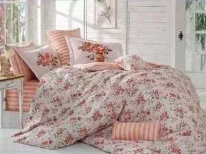 Комплект постельного белья Hobby home collection Евро, поплин, Flora, персиковый (1501001118)