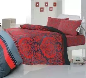 Комплект постельного белья Cotton Life 1,5 сп Damask красный (5900)