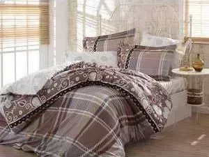 Комплект постельного белья Hobby home collection Евро, сатин, Monica, коричневый (1501001139)