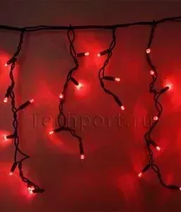 Светодиодная бахрома Light красная 3,1x0,5 чёрный каучуковый провод
