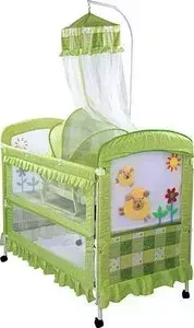 Кроватка детская Leader Kids металлическая (зеленый/овечки) BC-368