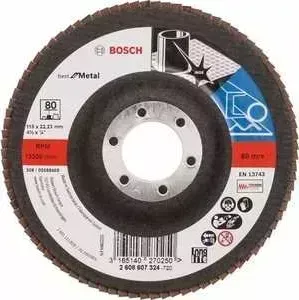 Круг лепестковый торцевой BOSCH 115х22.2мм K80 Best for Metal (2.608.607.324)