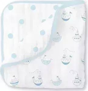 Одеяло SwaddleDesigns муслиновое Luxe Muslin Little Ships Blue (SDM-350PB)