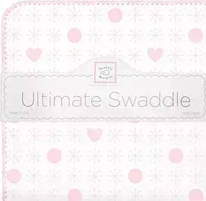 Пеленка SwaddleDesigns фланель для новорожденного Ultimate Jax Hearts Pink