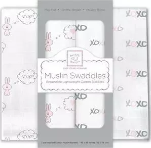 Набор SwaddleDesigns муслиновых пеленок 2 шт. - Pink Bunnie XOXO