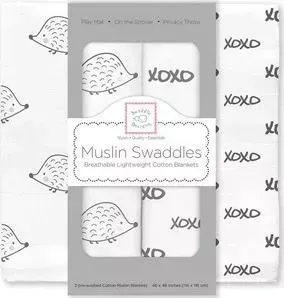 Набор SwaddleDesigns муслиновых пеленок 2 шт. - Hedgehog XOXO