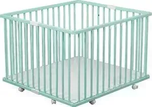 Манеж Combelle деревянный на колесах, квадрат, Gaby, 3-х уров. 98х92х67 см - Mint Green / Мятно-зеленый 454