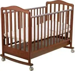 Кроватка детская Papaloni Винни 120х60см колеса/качалка темный орех