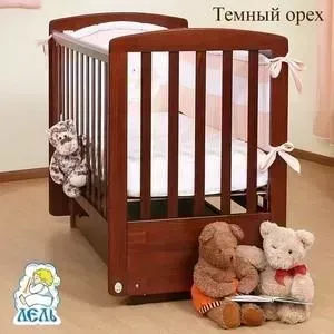 Кроватка детская Кубаньлесстрой Ромашка поперечный маятник/ящик темный орех АБ 16.2