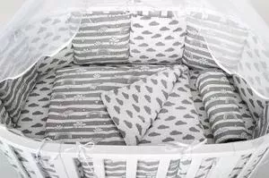 Бортик в кроватку AmaroBaby в WB 12 предметов (12 подушек-бортиков) РАДУГА (серый)