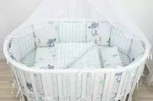 Комплект в кроватку AmaroBaby в WB 15 предметов (3+12 подушек-бортиков) В ЛЕСУ (бязь, серый)