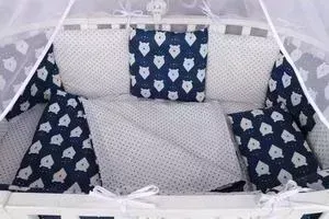 Комплект в кроватку AmaroBaby в WB Premium 18 предметов (6+12 бортиков) БЕЛЫЕ МЕДВЕДИ (синий)