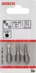 Набор бит BOSCH х25мм SL/PH/PZ 3шт Extra Hart (2.607.001.765)