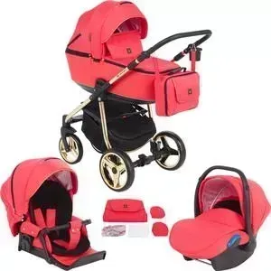 Коляска 3 в 1 ADAMEX 3 в 1 BARCELONA Special Edition кожа красная+красный BR-412 GL001029670