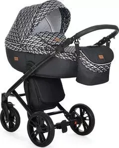 Коляска 2 в 1 Indigo 2 в 1 MARCO Art Mr 11 (черный узор+черный+черная кожа)