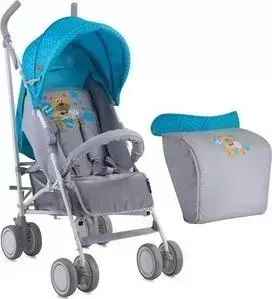 Коляска трость Lorelli Fiesta с накидкой на ножки Сине-серый / BlueGrey Hello Bear 1718