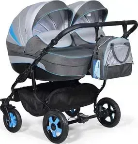 Коляска для двойни Indigo INDIGO DUO 18 41 (св.серый+т.серый+голубой)