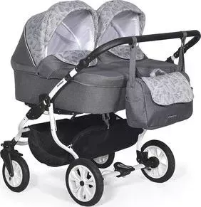 Коляска для двойни Indigo CHARLOTTE 18 DUO Ch 40 (т.серый+серый узор)