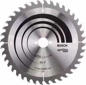 Диск пильный BOSCH 250х30мм 40зубьев Optiline Wood (2.608.640.728)