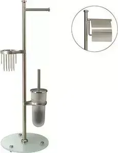 Стойка для туалета Wasserkraft K-1236 с круглым основанием, хром матовый/матовое стекло