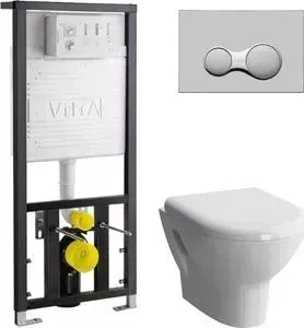 Комплект унитаза с инсталляцией VITRA Zentrum Rim-Ex с , безободковый, с микролифтом (5795B003-0075, 700-1873, 801-003-009)