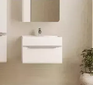 Тумба с раковиной Velvex с Crystal 60 белый (tpCUB.60-21.21, rkLAM.60-81)