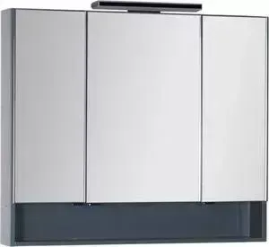Зеркальный шкаф AQUANET Виго 100 с светильником, сине-серый (183359, 181660)