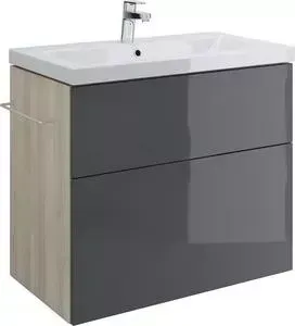 Тумба с раковиной CERSANIT с Smart 80 корпус ясень, фасад серый (B-SU-SMA-CO80/Gr, S-UM-COM80/1-w)