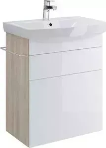 Тумба с раковиной CERSANIT с Smart 60 корпус ясень, фасад белый (B-SU-SMA-CA60/Wh, S-UM-CAR60/1-w)