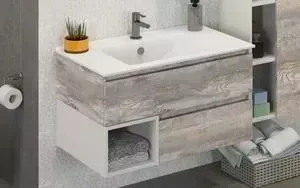 Тумба с раковиной Comforty с Турин 90 дуб бежевый правая (4136271)