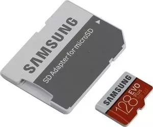 Карта памяти SAMSUNG 128GB EVO PLUS microSDXC Class 10, UHS-I, U3 (SD адаптер) 90MB/s,100MB/s (MB-MC128GA/RU)