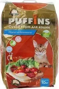 Сухой корм Puffins Печень по-домашнему для кошек 10кг