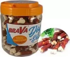 Лакомство BraVa Dog Snacks кальциевая косточка твин с уткой для собак 700 г (110699)