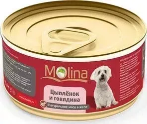 Консервы Molina Натурально мясо в желе цыпленок и говядина для собак 85г (1044)