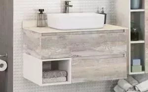 Тумба с раковиной Comforty с и столешницей Прага 90 дуб бежевый (4137445)