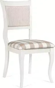 Стул TetChair Bianca (BI-SC(B)) дерево гевея, ivory white (слоновая кость 2-5) сиденье: клетка бежевая, спинка: полоска (S505)
