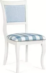 Стул TetChair Bianca (BI-SC(B)) дерево гевея, ivory white (слоновая кость 2-5) сиденье: клетка синяя, спинка: полоска (S505-2)