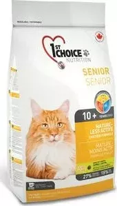 Сухой корм 1-ST CHOICE Senior Cat Less Active Chicken Formula с курицей для пожилых и малоактивных кошек 2,72кг (102.1.271)