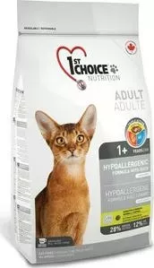 Сухой корм 1-ST CHOICE Adult Cat Hypoallergenic Grain Free with Duck беззерновой с уткой и бататом для кошек с проблемами пищеварения 5,44кг(102.1.252