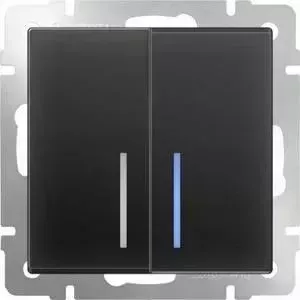 Выключатель двухклавишный проходной Werkel черный матовый WL08-SW-2G-2W-LED