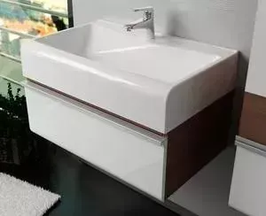 Тумба с раковиной Velvex с Crystal 60 белый\темный лен (tpCUB.60-27.21, rkLAM.60-81)