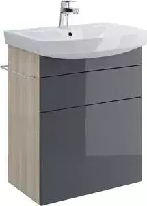 Тумба с раковиной CERSANIT с Smart 55 корпус ясень, фасад серый (B-SU-SMA-CA55/Gr, S-UM-CAR55/1-w)